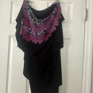 Nicole Black Dress with Vibrant Embroidery